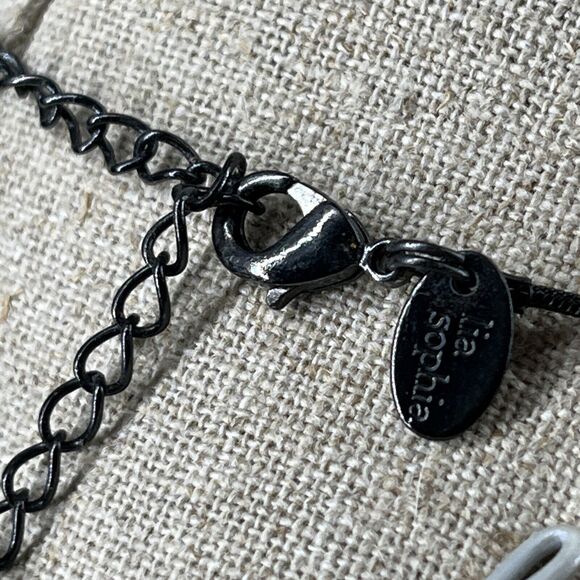 Lia Sophia Estate Necklace Black Tone Stones & Matching Post Earrings - Picture 10 of 16